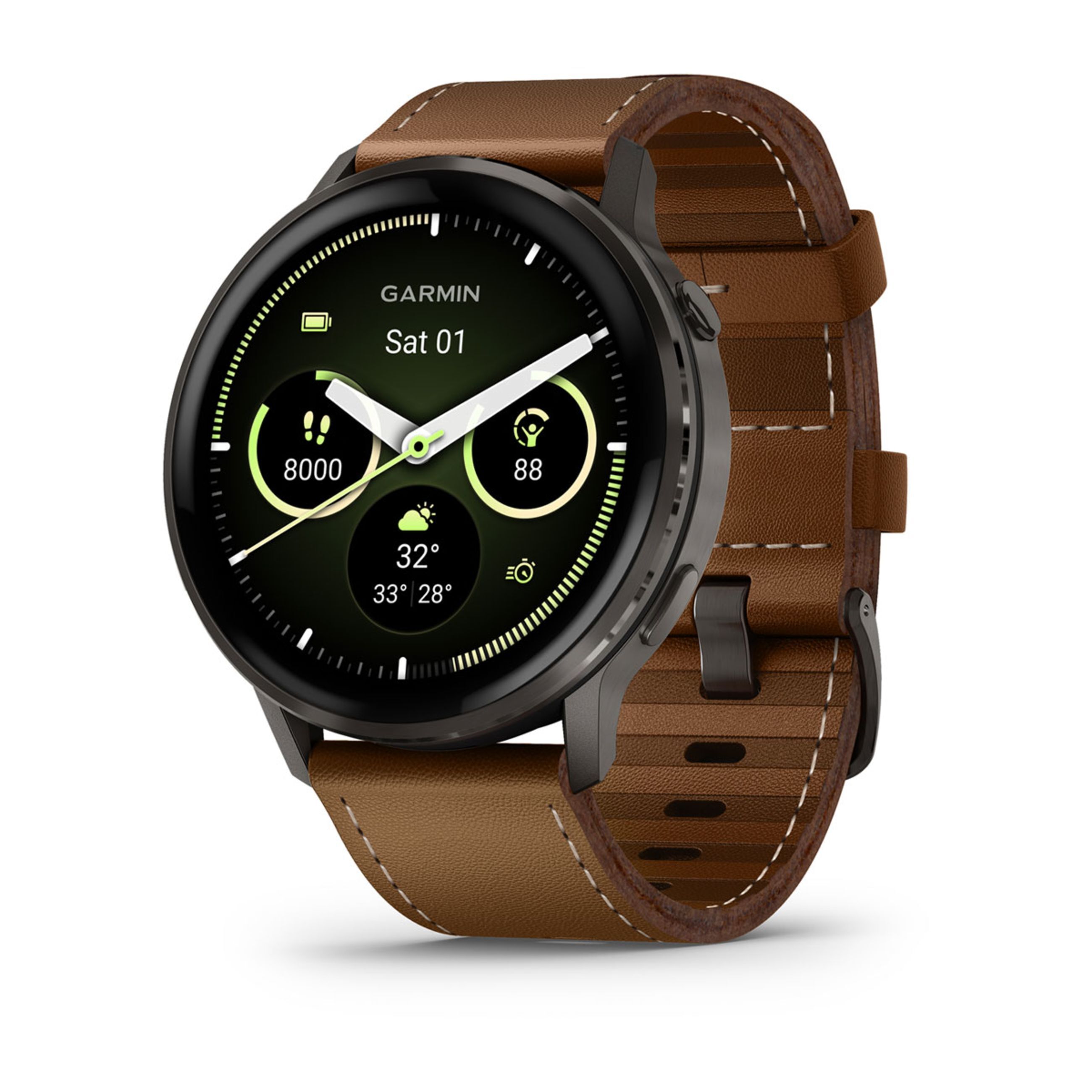 Venu 4 – 45 Mm - Slate With Black Silicone Band And Brown Leather Band