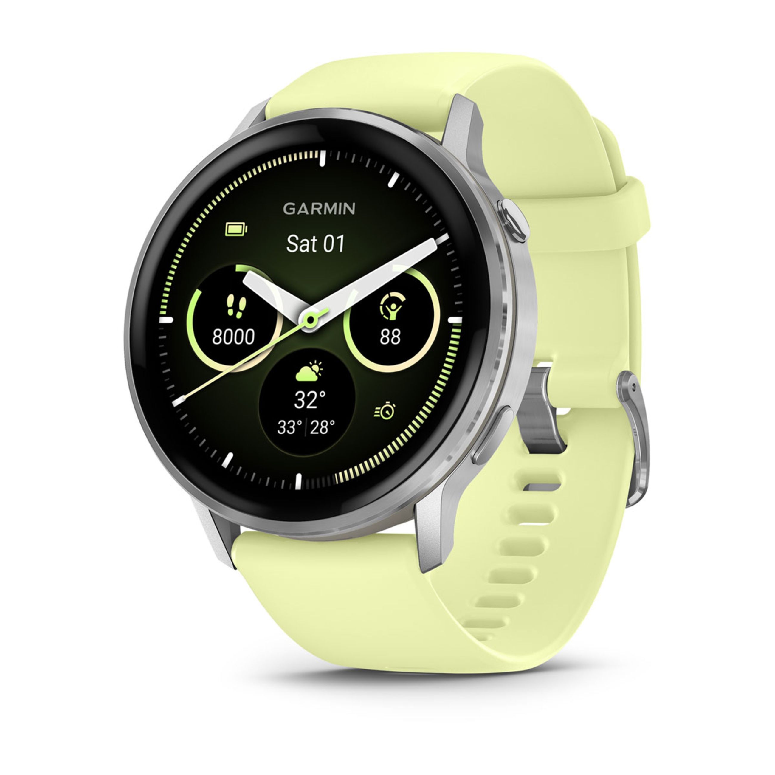 Venu 4 – 45 Mm - Silver With Citron Silicone Band