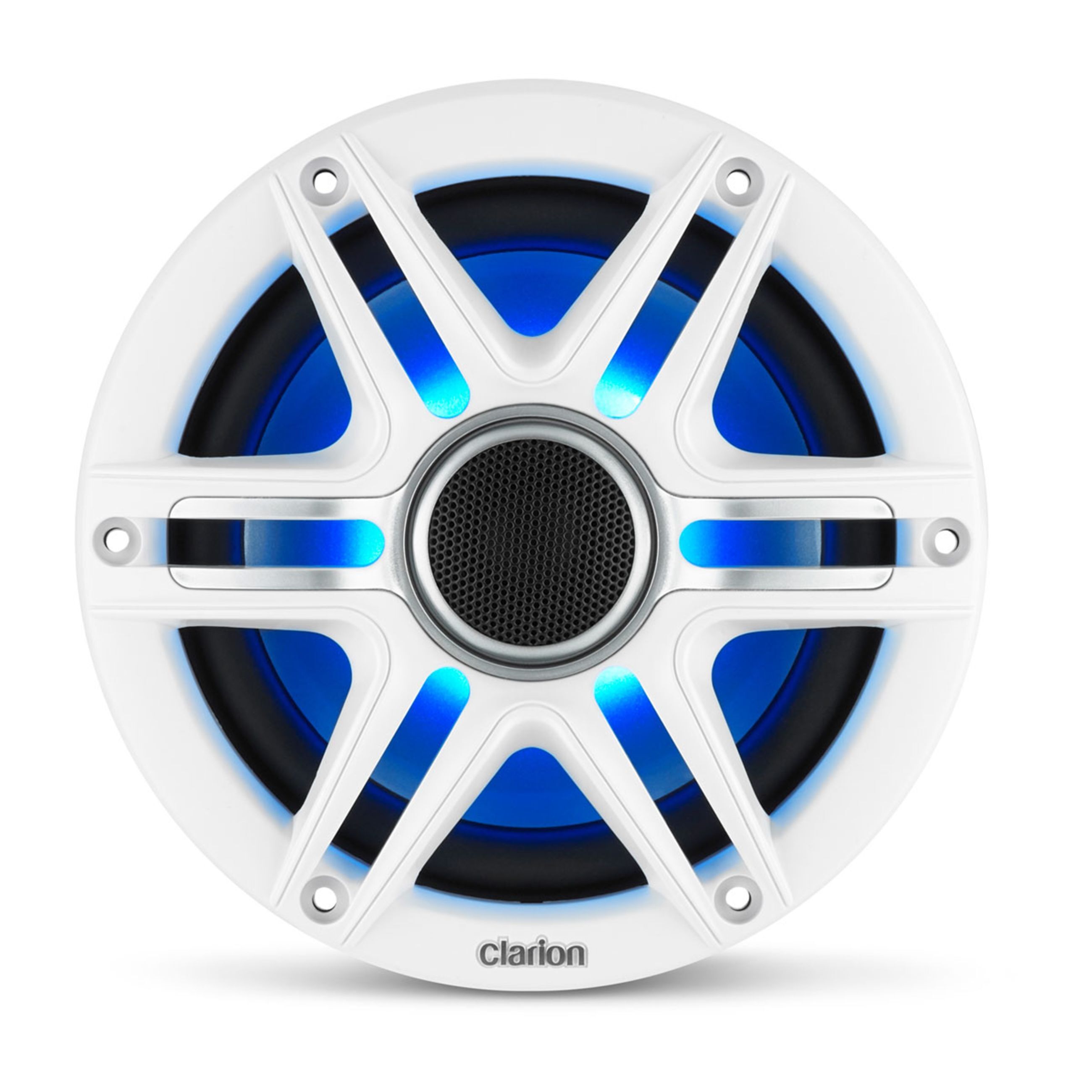 Clarion Cmsp Marine Speakers - 6.5" With Led And White And Gray Sport Grille (Cmsp-651Rgb-Swg)