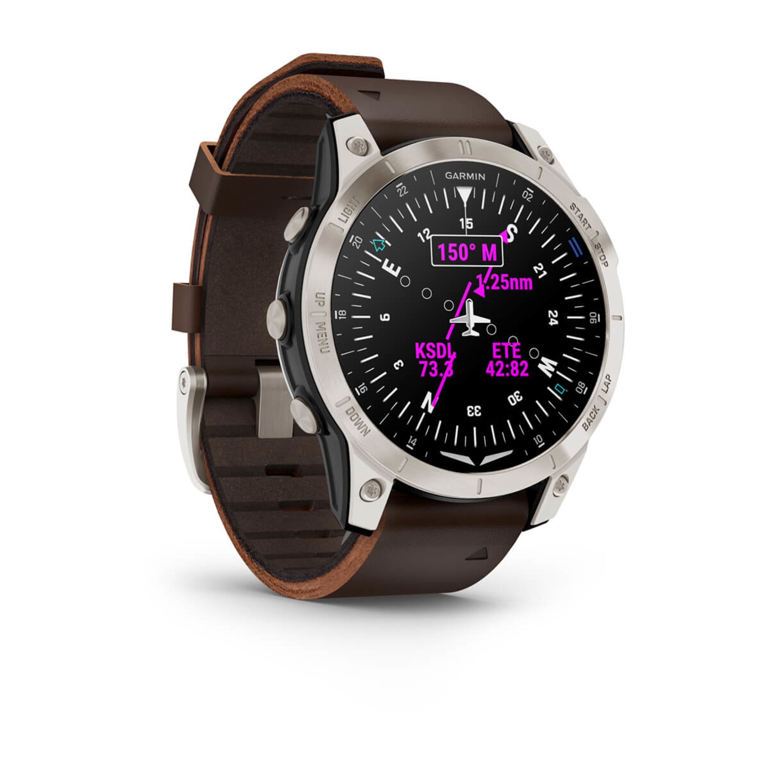 D2 Mach 1 - Aviator Smartwatch With Oxford Brown Leather Band - Image 3