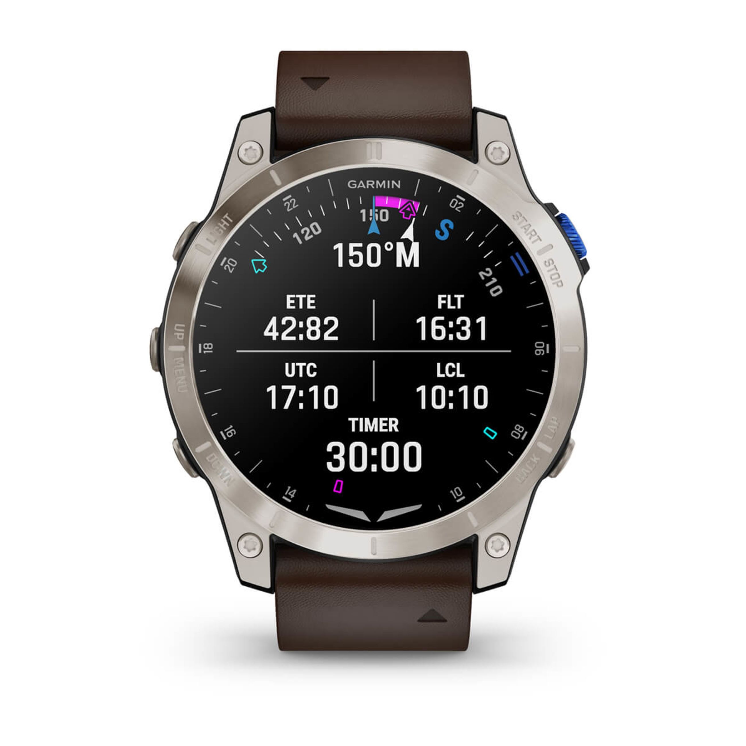 D2 Mach 1 - Aviator Smartwatch With Oxford Brown Leather Band - Image 4
