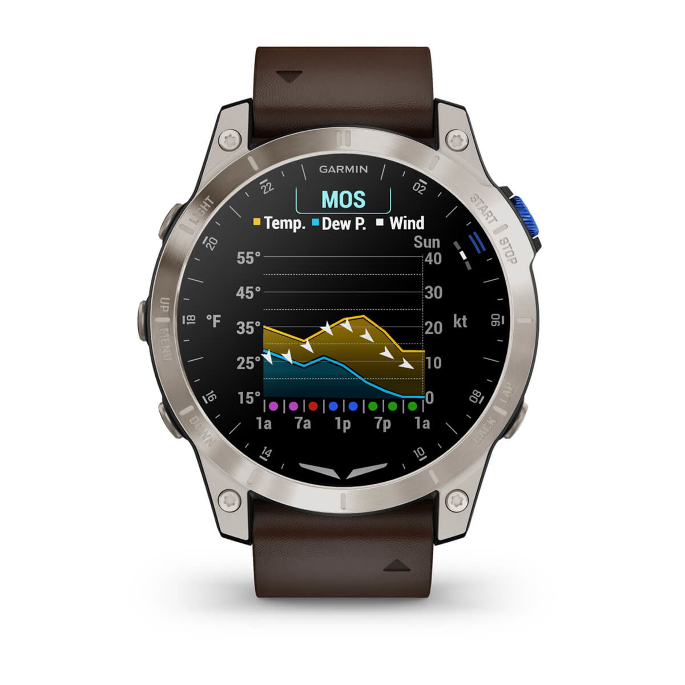 D2 Mach 1 - Aviator Smartwatch With Oxford Brown Leather Band - Image 6