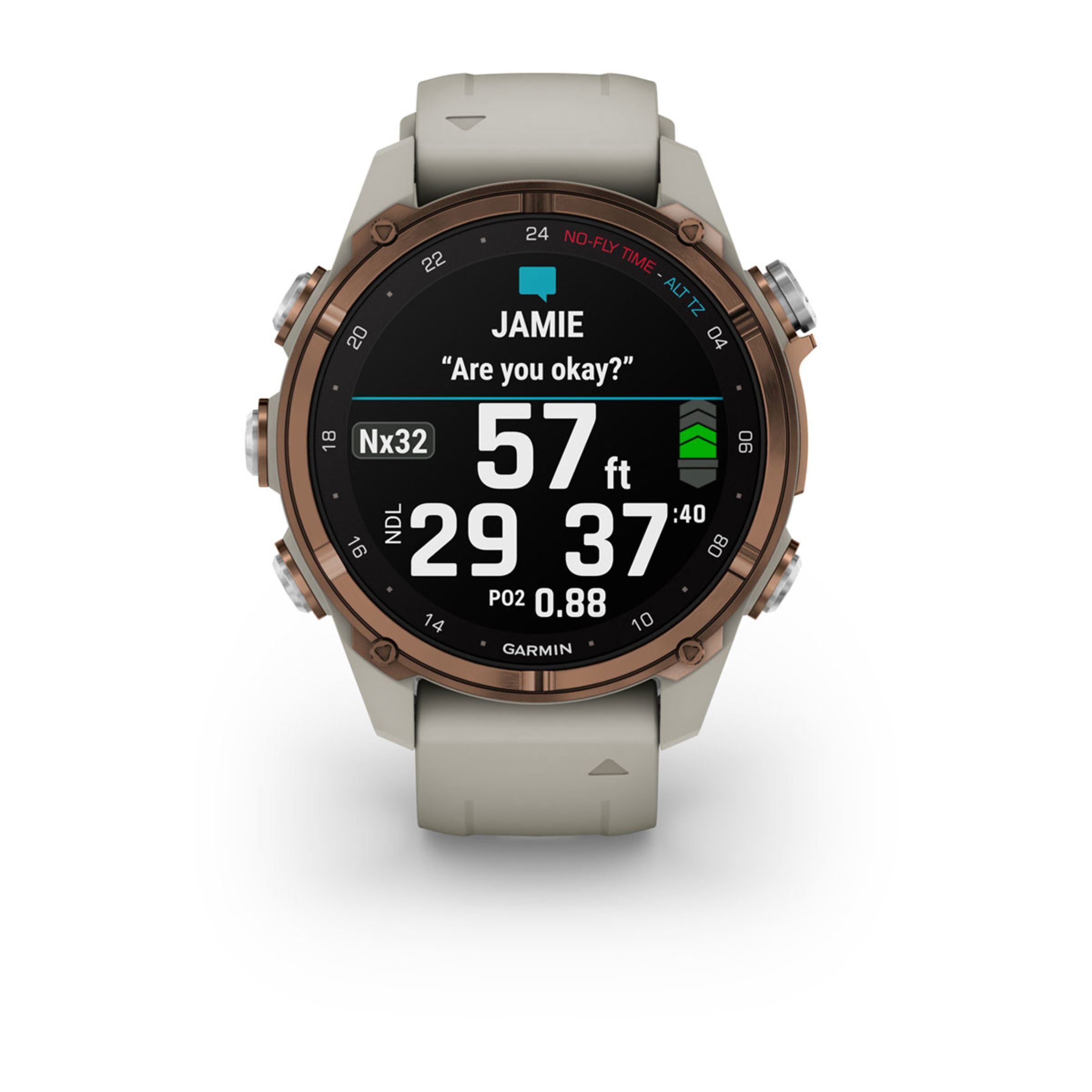 Descent Mk3 – 43 Mm - Bronze Pvd Titanium With French Gray Silicone Band And Descent T2 Transceiver - Image 2